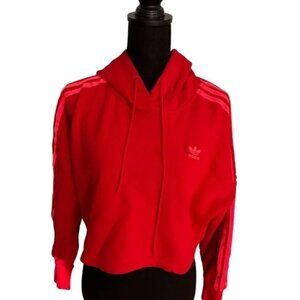 Adidas Red Hooded Crop Sweater Hoodie